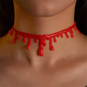 Red & Silver-Plated Blood Choker Necklace