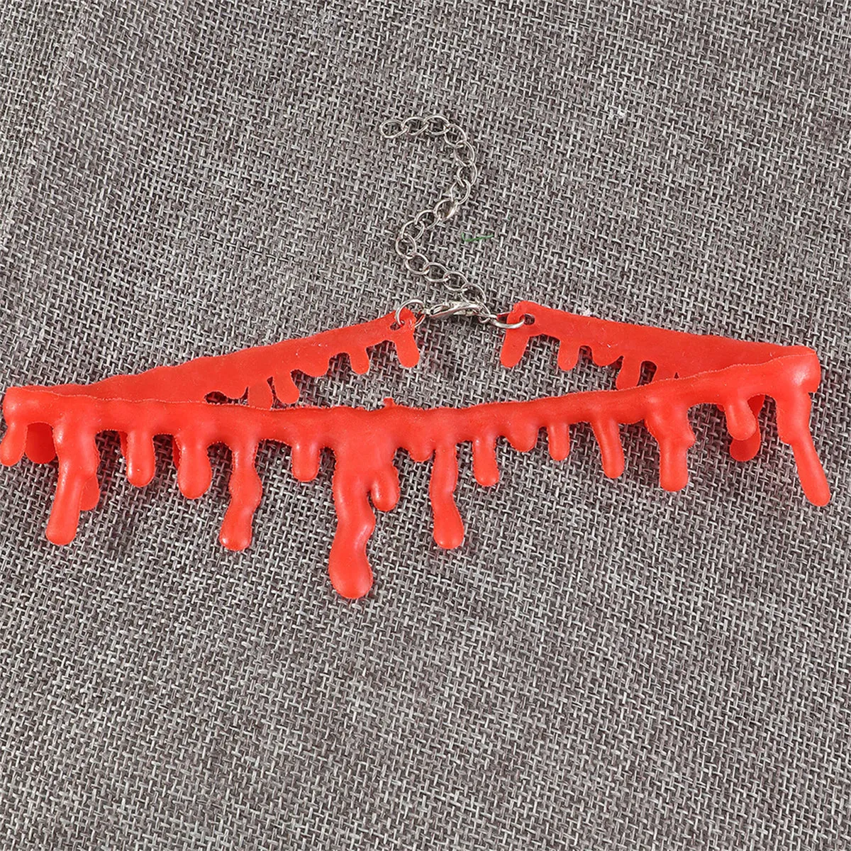 Red & Silver-Plated Blood Choker Necklace
