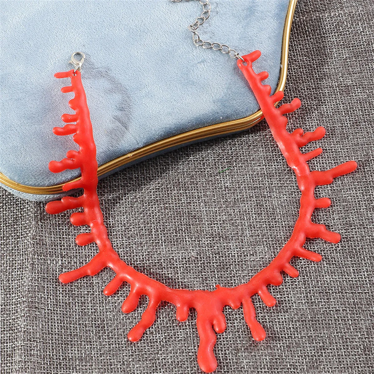 Red & Silver-Plated Blood Choker Necklace