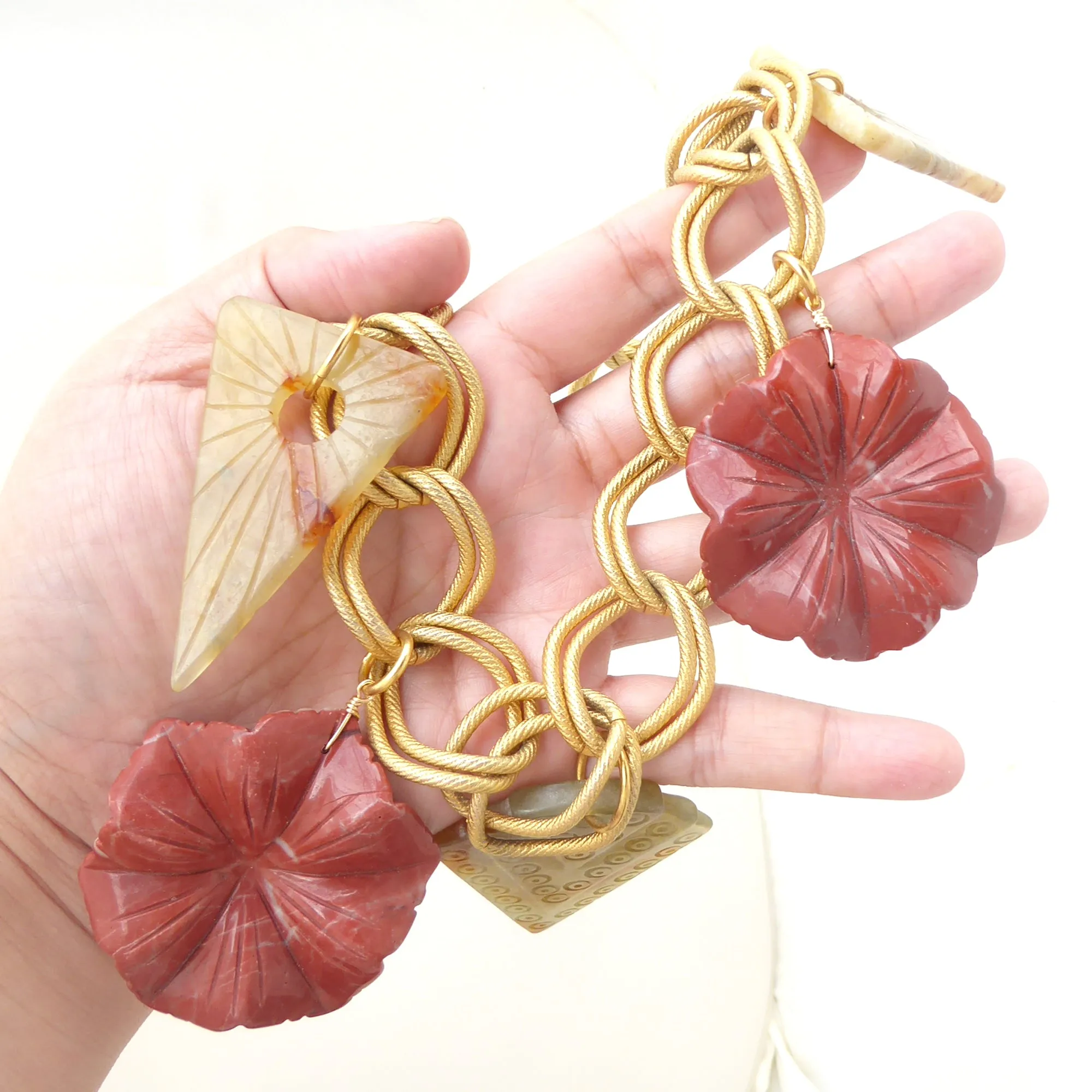 Red jasper floral necklace