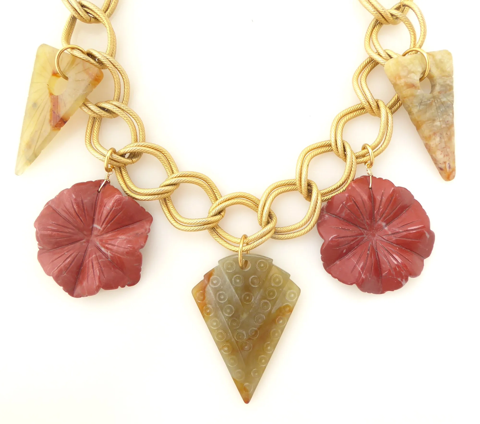 Red jasper floral necklace