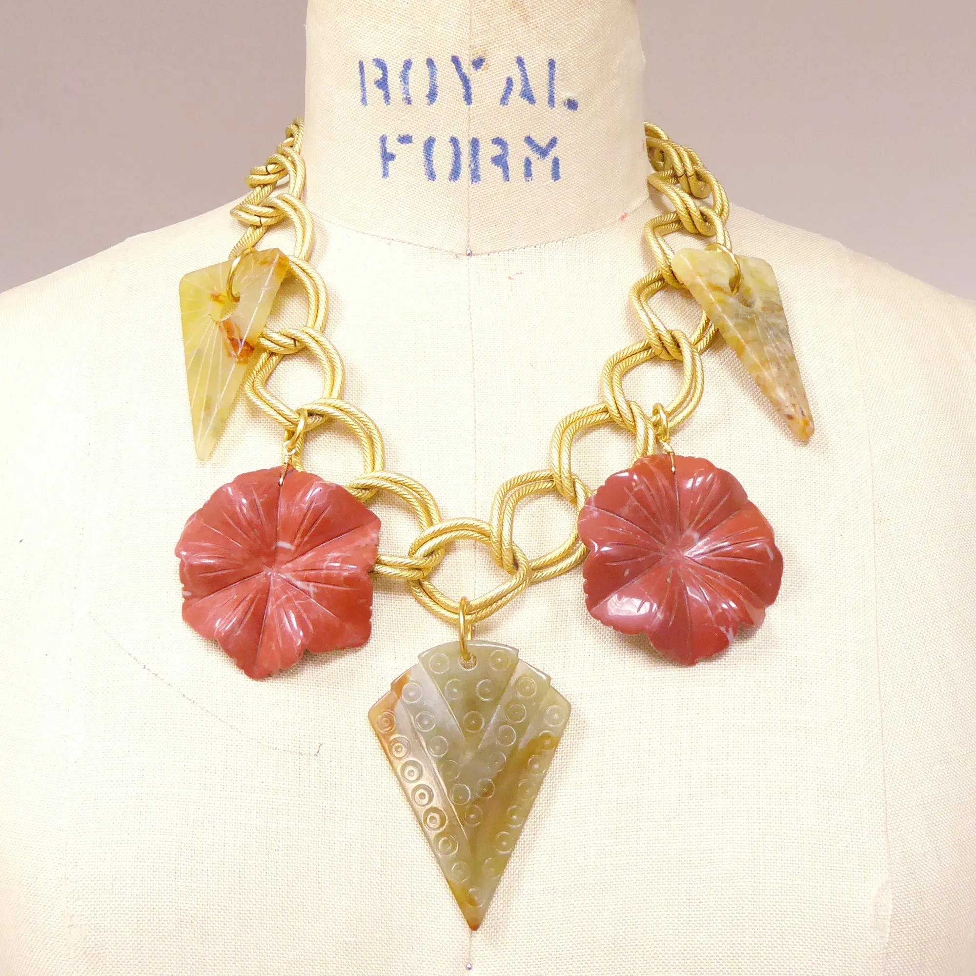 Red jasper floral necklace