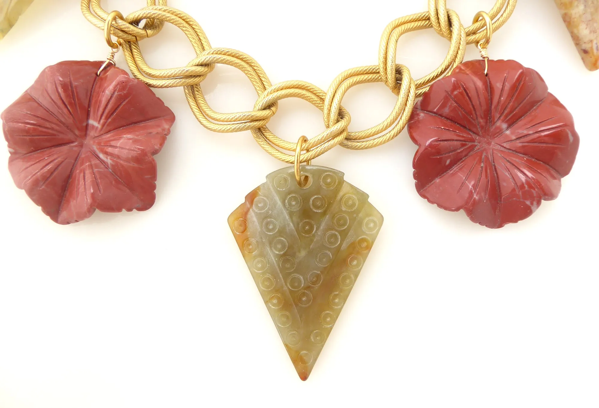 Red jasper floral necklace