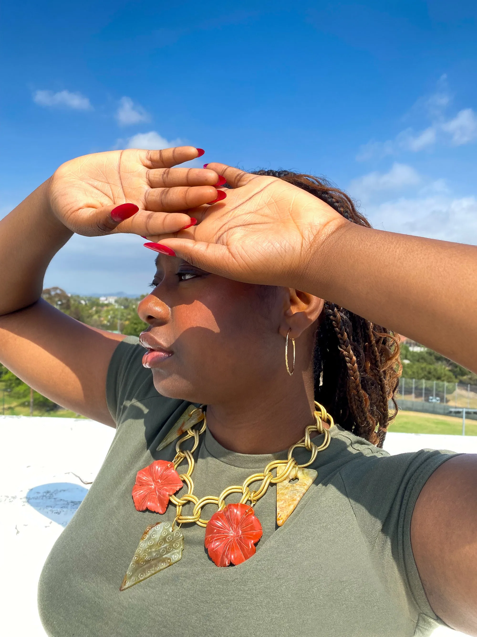 Red jasper floral necklace