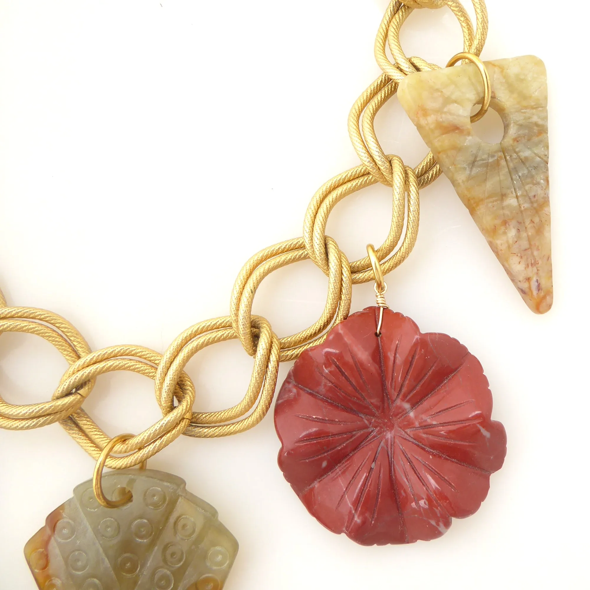 Red jasper floral necklace