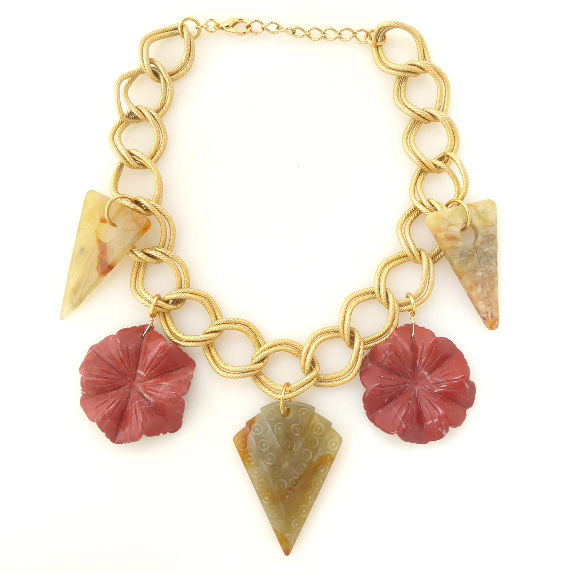 Red jasper floral necklace