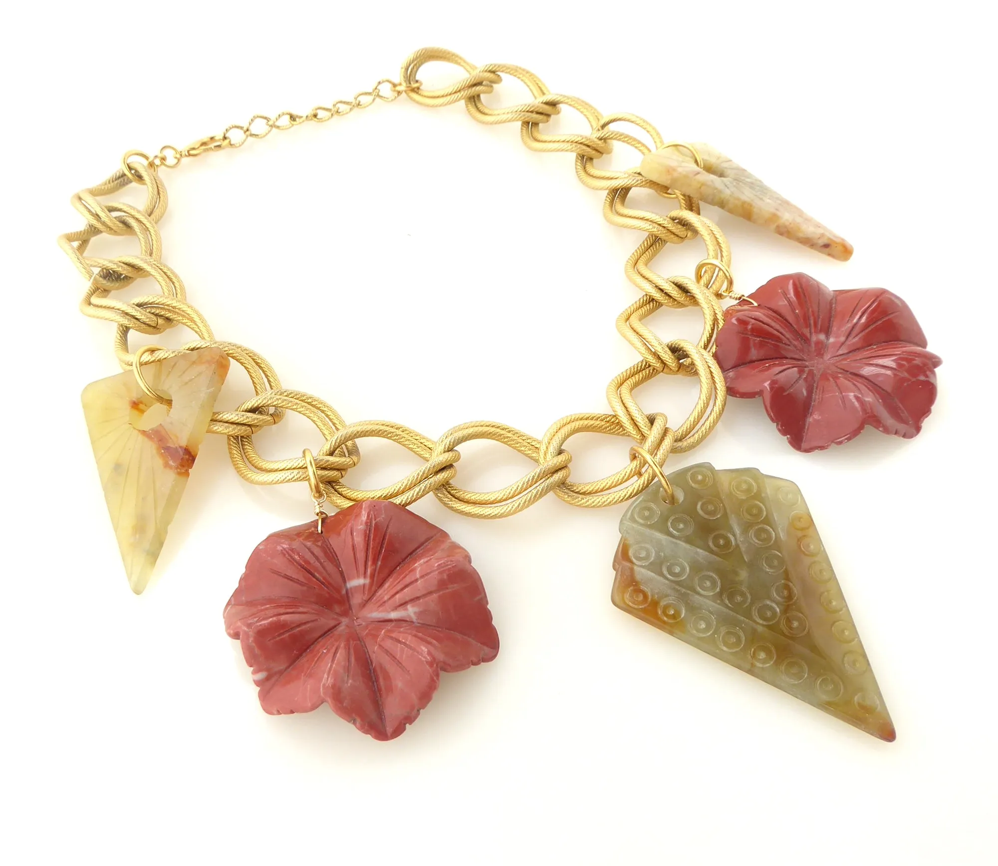 Red jasper floral necklace