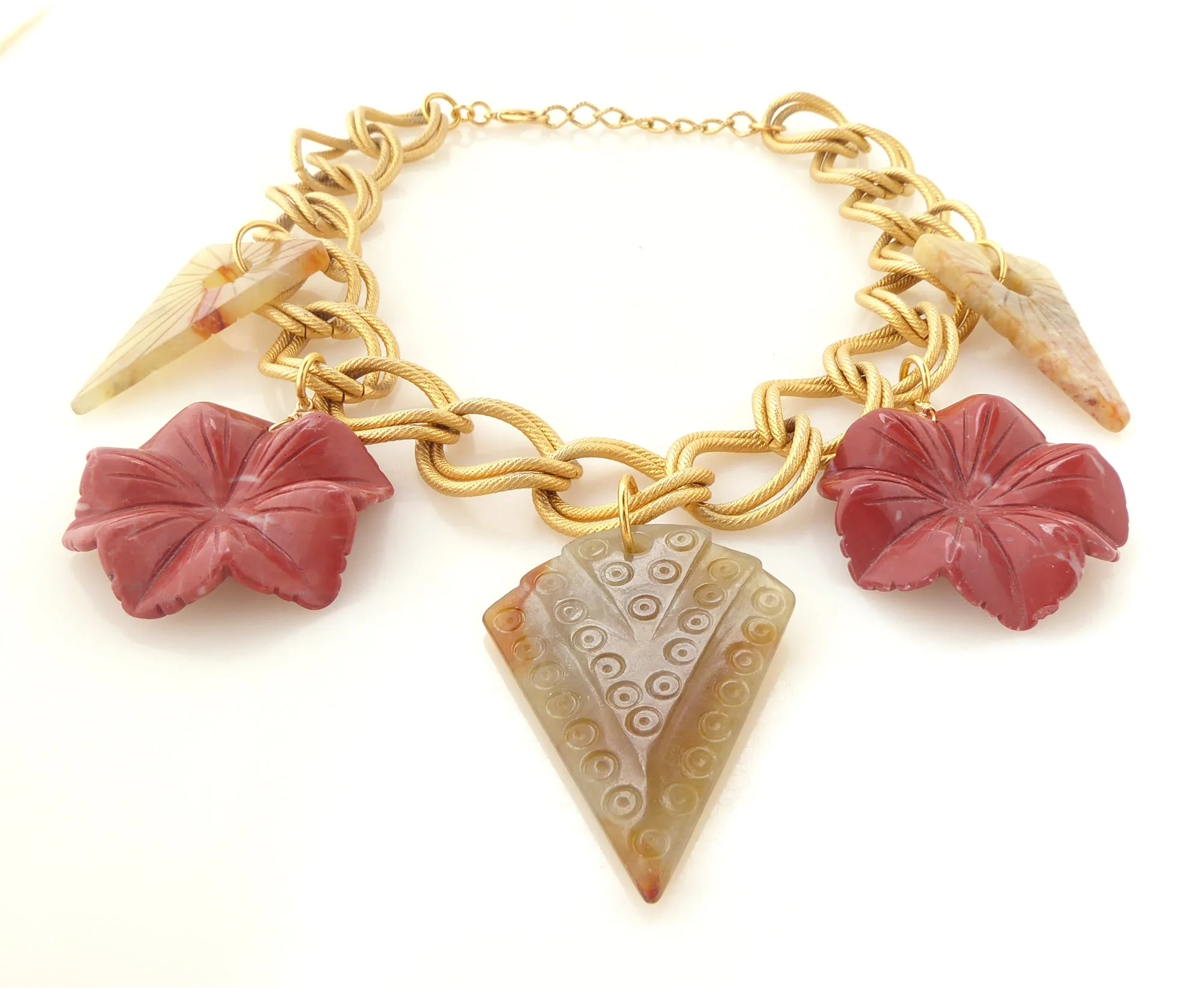 Red jasper floral necklace