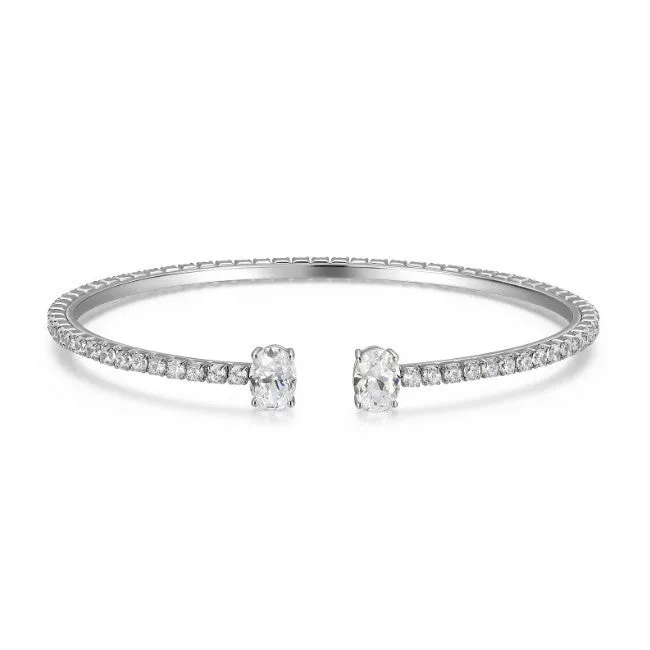 Reign Sterling Silver CZ Semi-Flex Bangle Bracelet