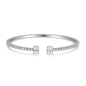 Reign Sterling Silver CZ Semi-Flex Bangle Bracelet