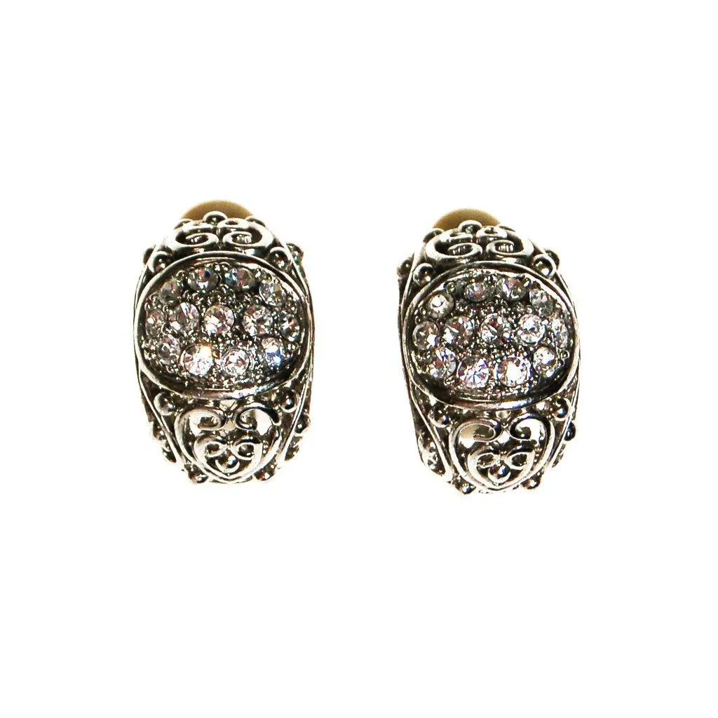 Rhinestone Filigree Hoop Earrings