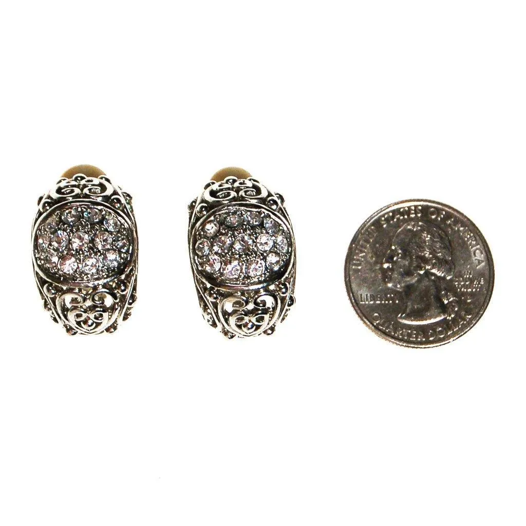 Rhinestone Filigree Hoop Earrings