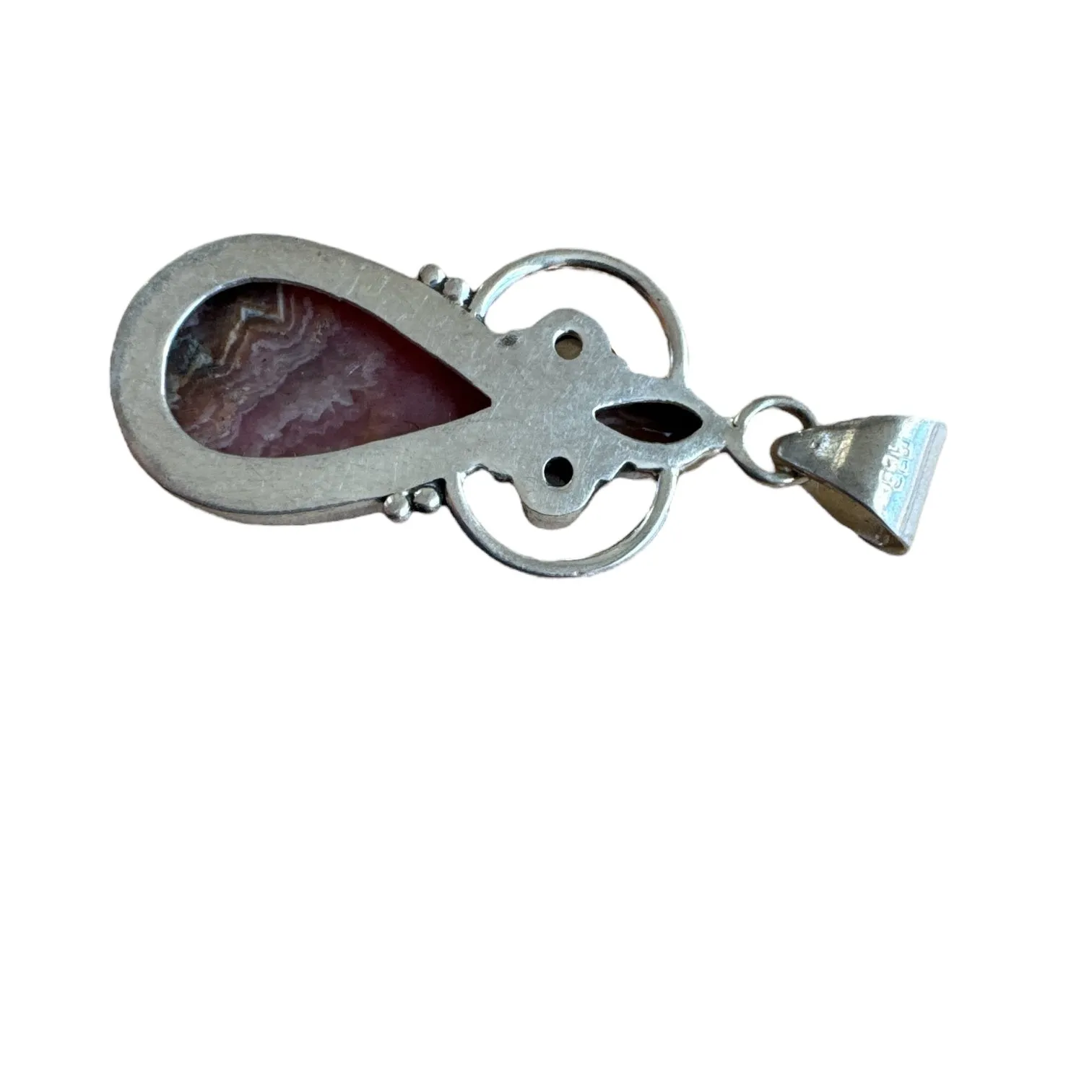 Rhodochrosite Amethyst & Moonstone Solid 925 Sterling Silver Pendant