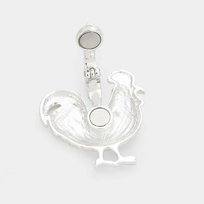 Rooster Magnetic Pendant Earring Set