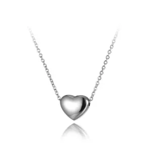 Rose Gold Heart Pendant Necklace For Women Link Chain Wedding Jewelry