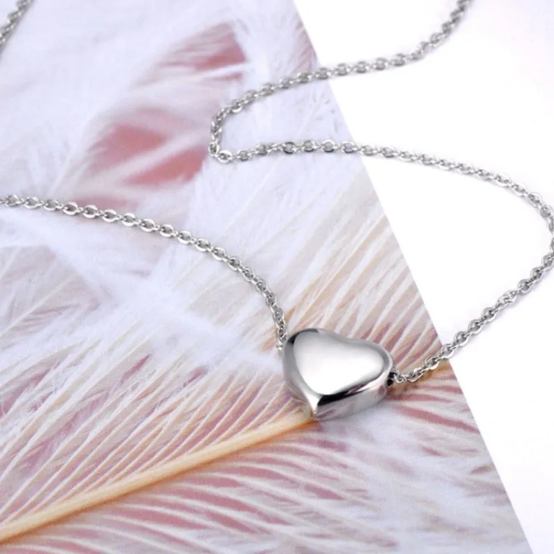 Rose Gold Heart Pendant Necklace For Women Link Chain Wedding Jewelry