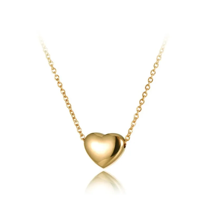 Rose Gold Heart Pendant Necklace For Women Link Chain Wedding Jewelry
