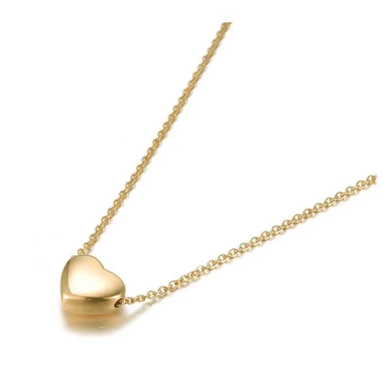 Rose Gold Heart Pendant Necklace For Women Link Chain Wedding Jewelry