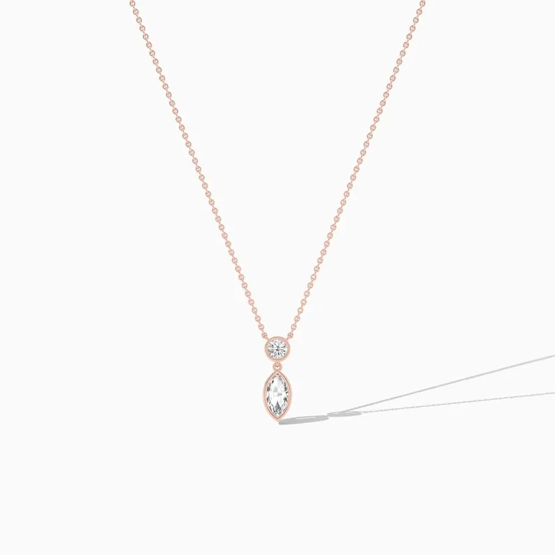 Round & Marquise Cut Moissanite Drop Necklaces For Women