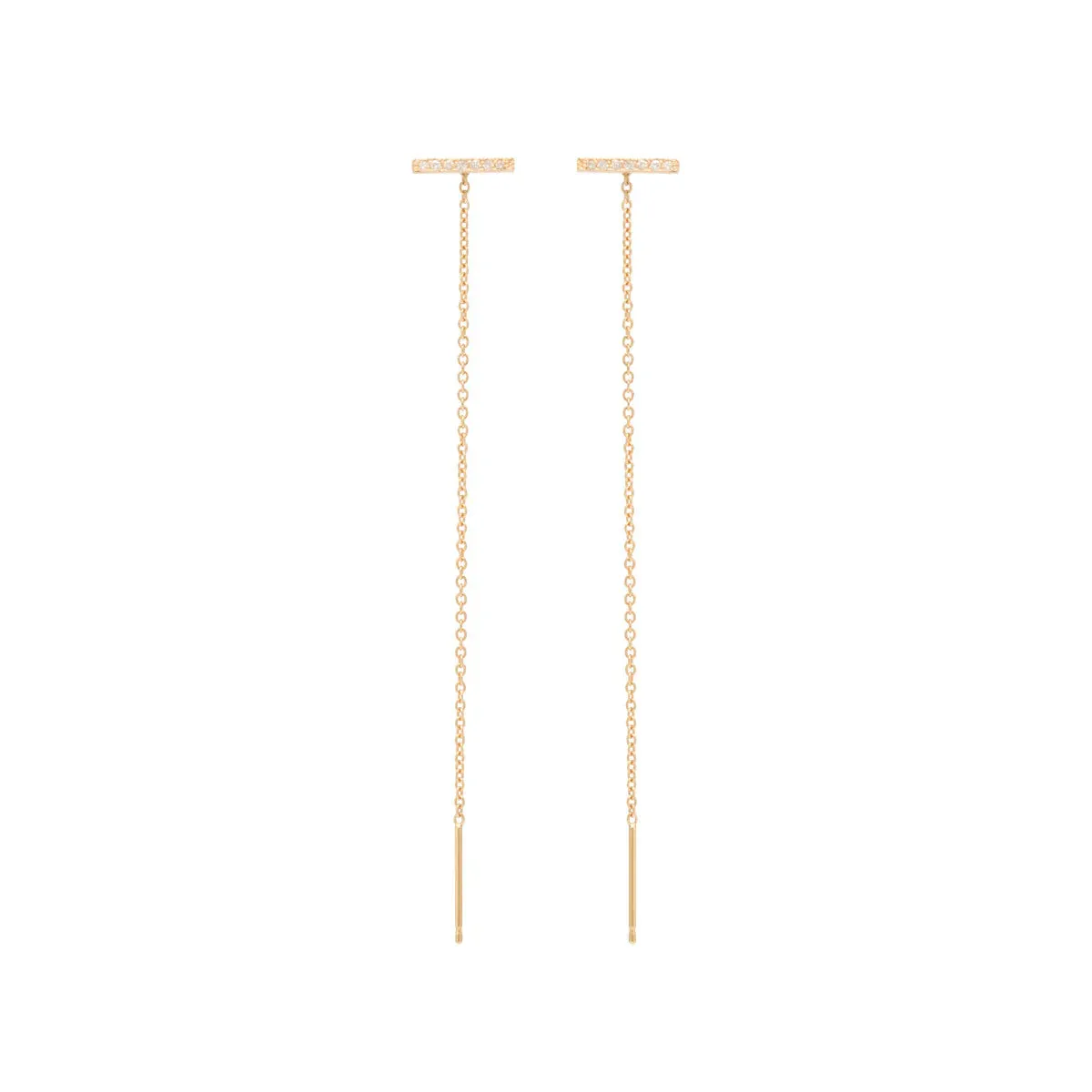 SALE -THIN PAVÉ DIAMOND BAR THREADER EARRINGS
