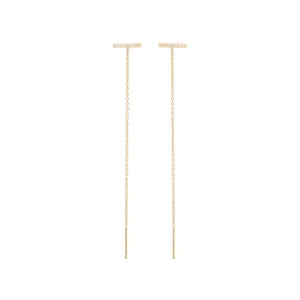 SALE -THIN PAVÉ DIAMOND BAR THREADER EARRINGS