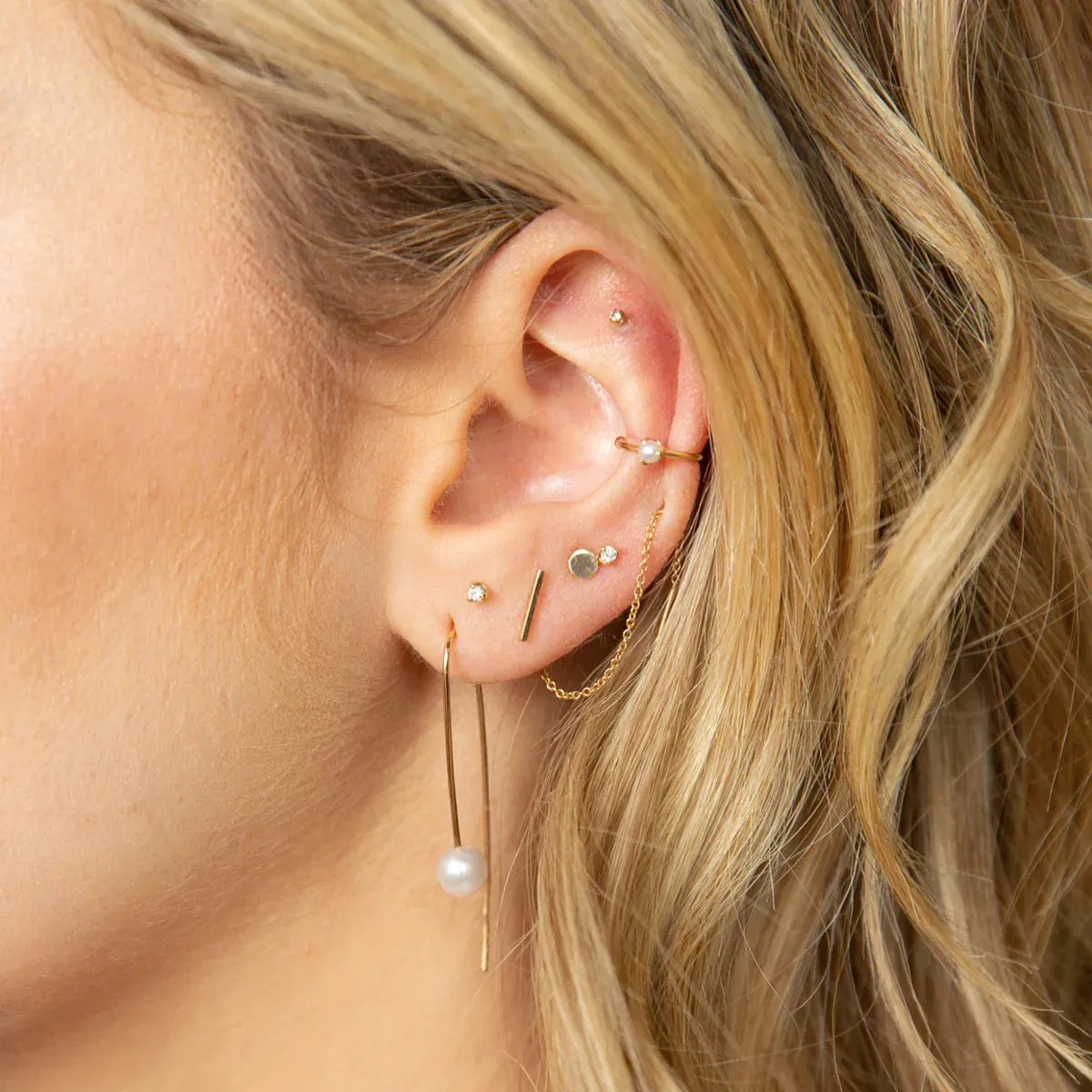 SALE -THIN PAVÉ DIAMOND BAR THREADER EARRINGS