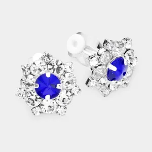 Sapphire Crystal Bubble Stone Clip On Pageant Earrings |  Clip On Interview Earrings |  532612