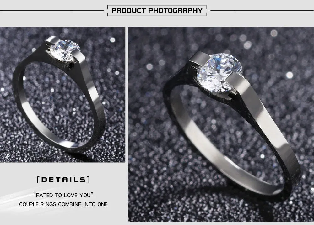 Sapphire Women Engagement Ring 316L Stainless Steel Women Jewelry