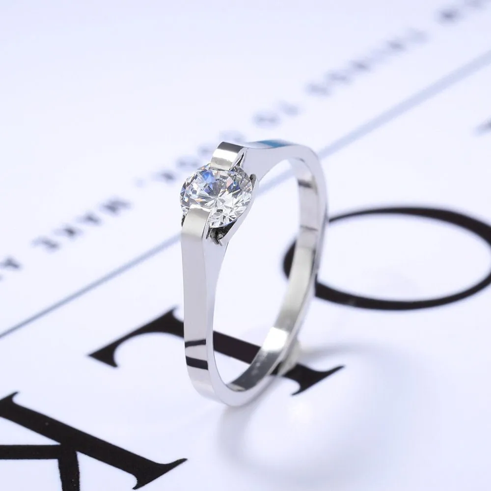 Sapphire Women Engagement Ring 316L Stainless Steel Women Jewelry