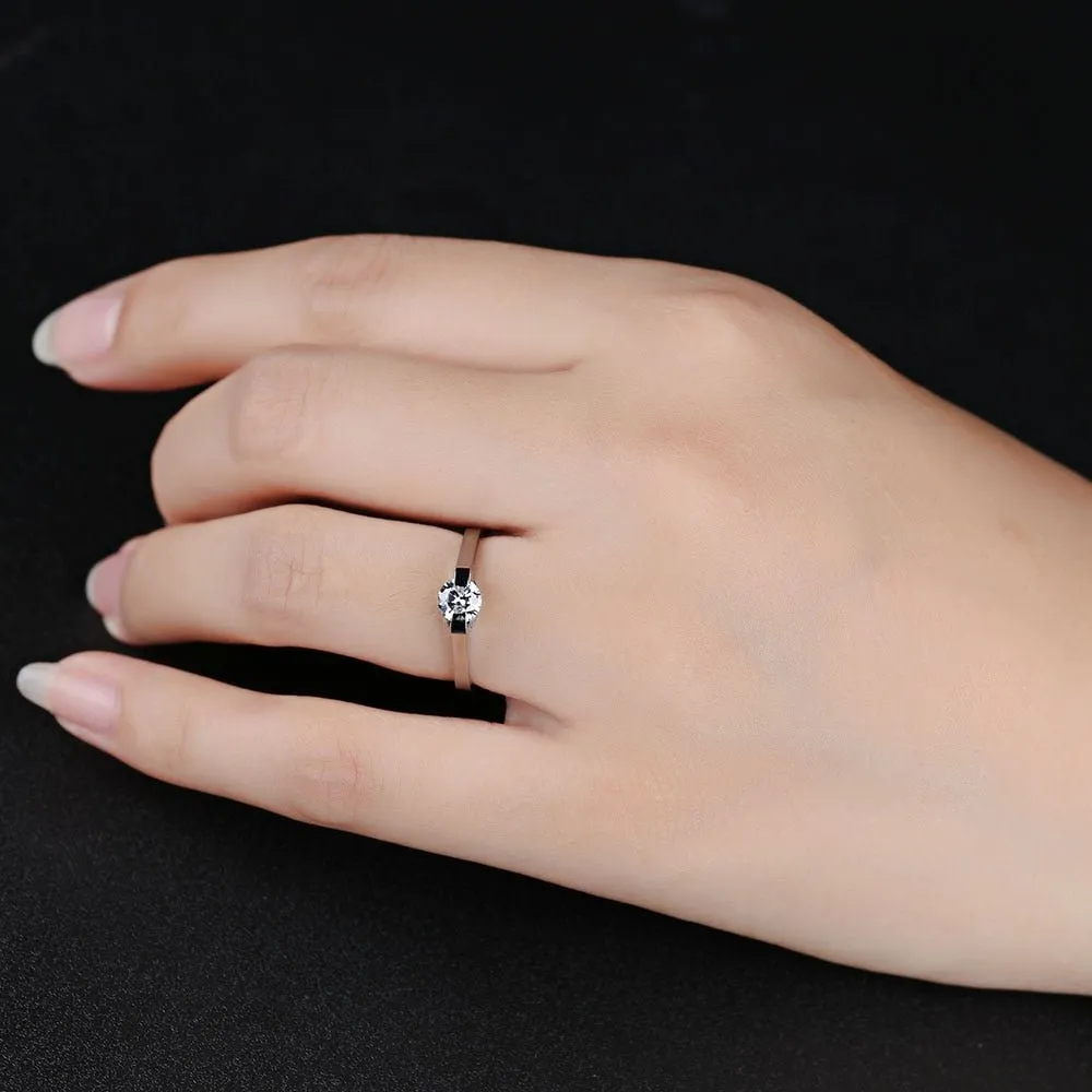 Sapphire Women Engagement Ring 316L Stainless Steel Women Jewelry