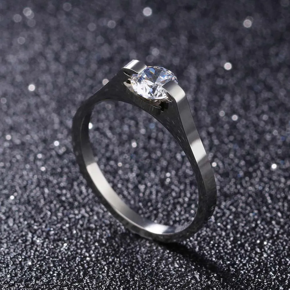 Sapphire Women Engagement Ring 316L Stainless Steel Women Jewelry