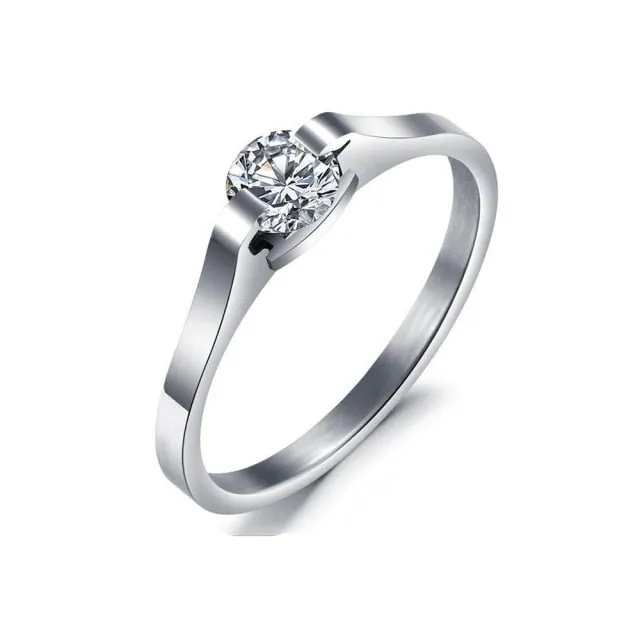 Sapphire Women Engagement Ring 316L Stainless Steel Women Jewelry