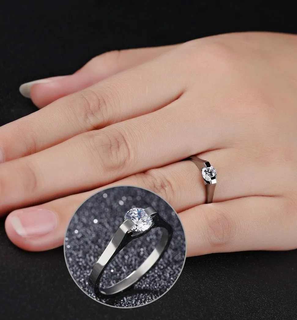 Sapphire Women Engagement Ring 316L Stainless Steel Women Jewelry