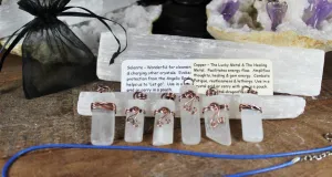 Selenite and Antiqued Copper Pendants