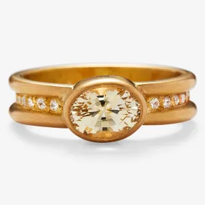 Shimmer Yellow Sapphire Ring in 20K Peach Gold