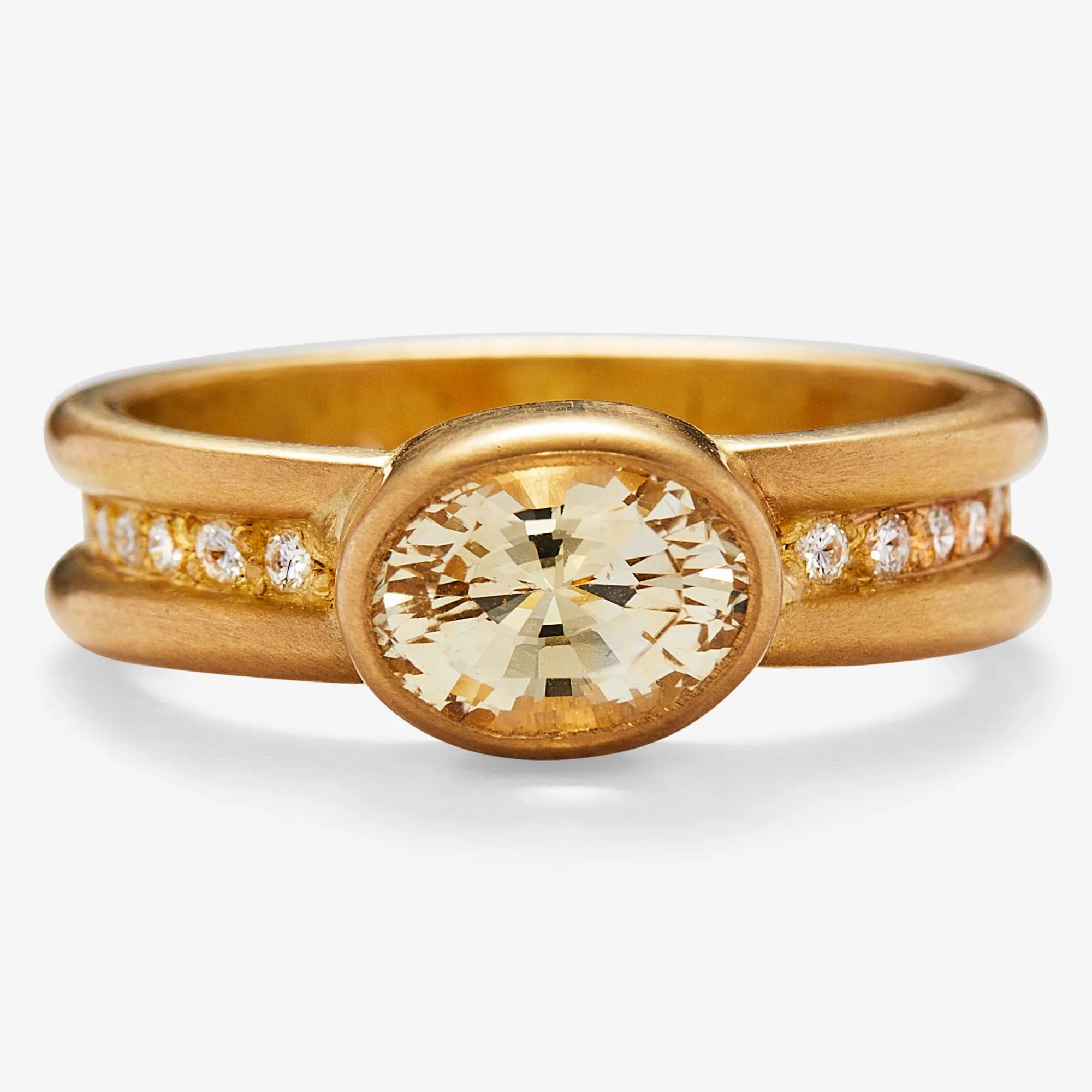Shimmer Yellow Sapphire Ring in 20K Peach Gold