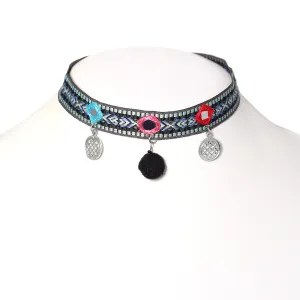 SILVER CHARMS CHOKER NECKLACE #ADX0088019 (14th FL)