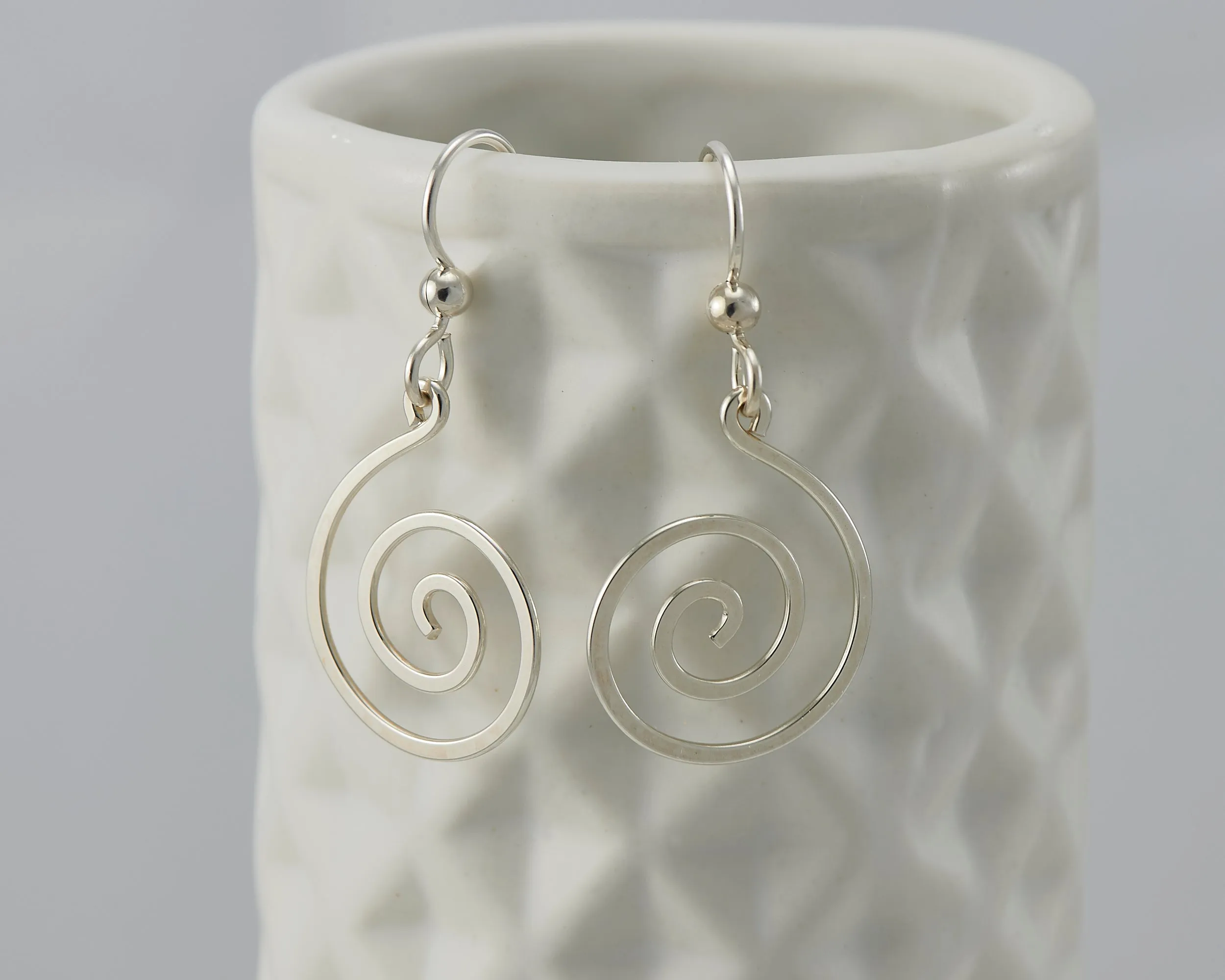 Silver Spiral Earrings