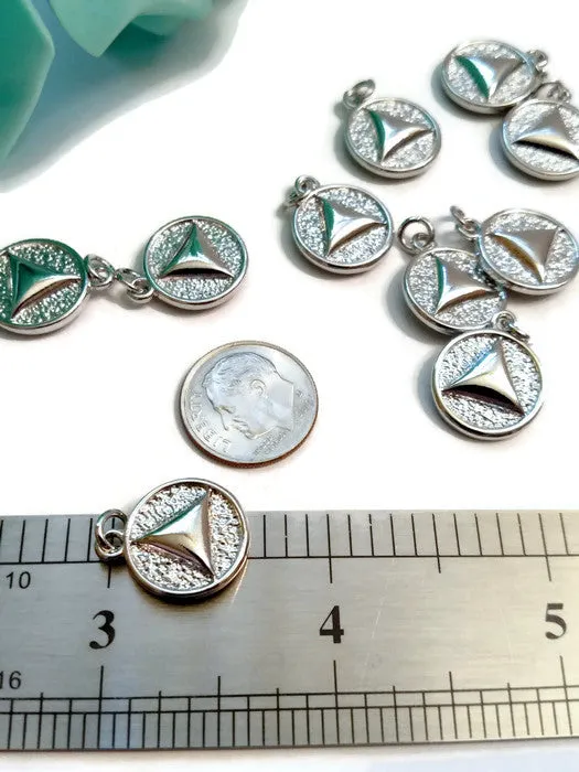 Silver Tone AA Charm Pendants – Alcoholics Anonymous - Solid Style