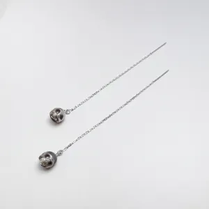 Skull Pearl Threader Earrings - Choose Your Metal
