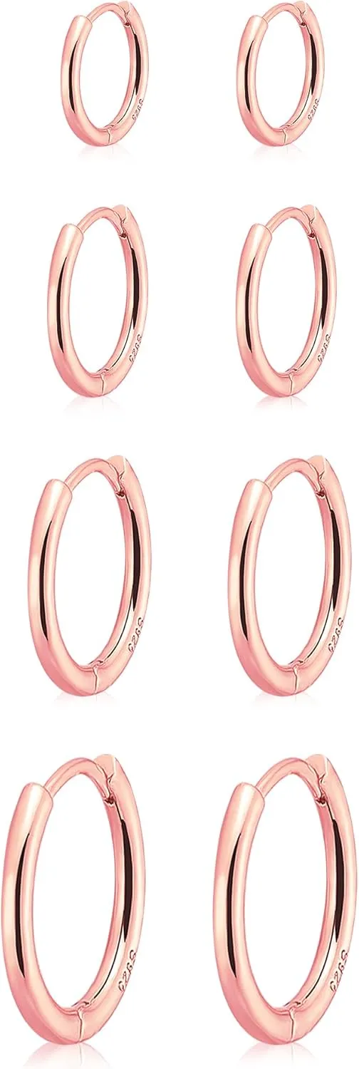 Small Gold Huggie Hoop Earrings Set for Women 14K Real Gold Plated Hypoallergenic Lightweight Earrings for Sensitive Ears Everyday Earrings Sets for Multiple Piercing Cartilage Hoop Earrings Stack Jewelry
