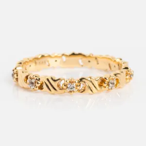 Solid Gold Vintage Inspired Sapphire Floral Band