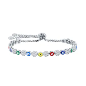 Sparkle Cluster and Rainbow Evil Eye Bolo Bracelet