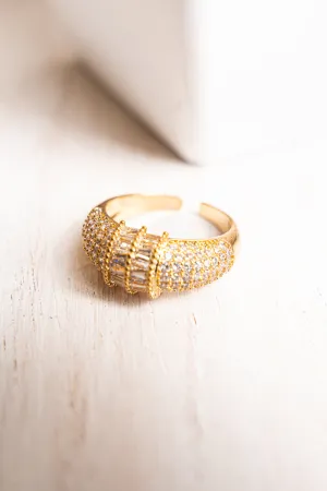 Special Moment Cubic Zirconia Goldtone Cuff Ring