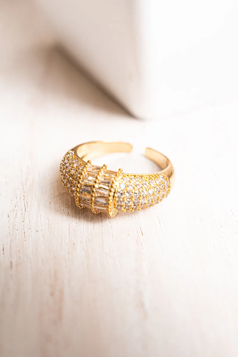 Special Moment Cubic Zirconia Goldtone Cuff Ring