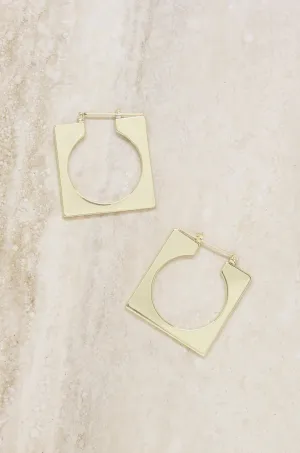 Squared Off 18k Gold Plated Hoop Earrings