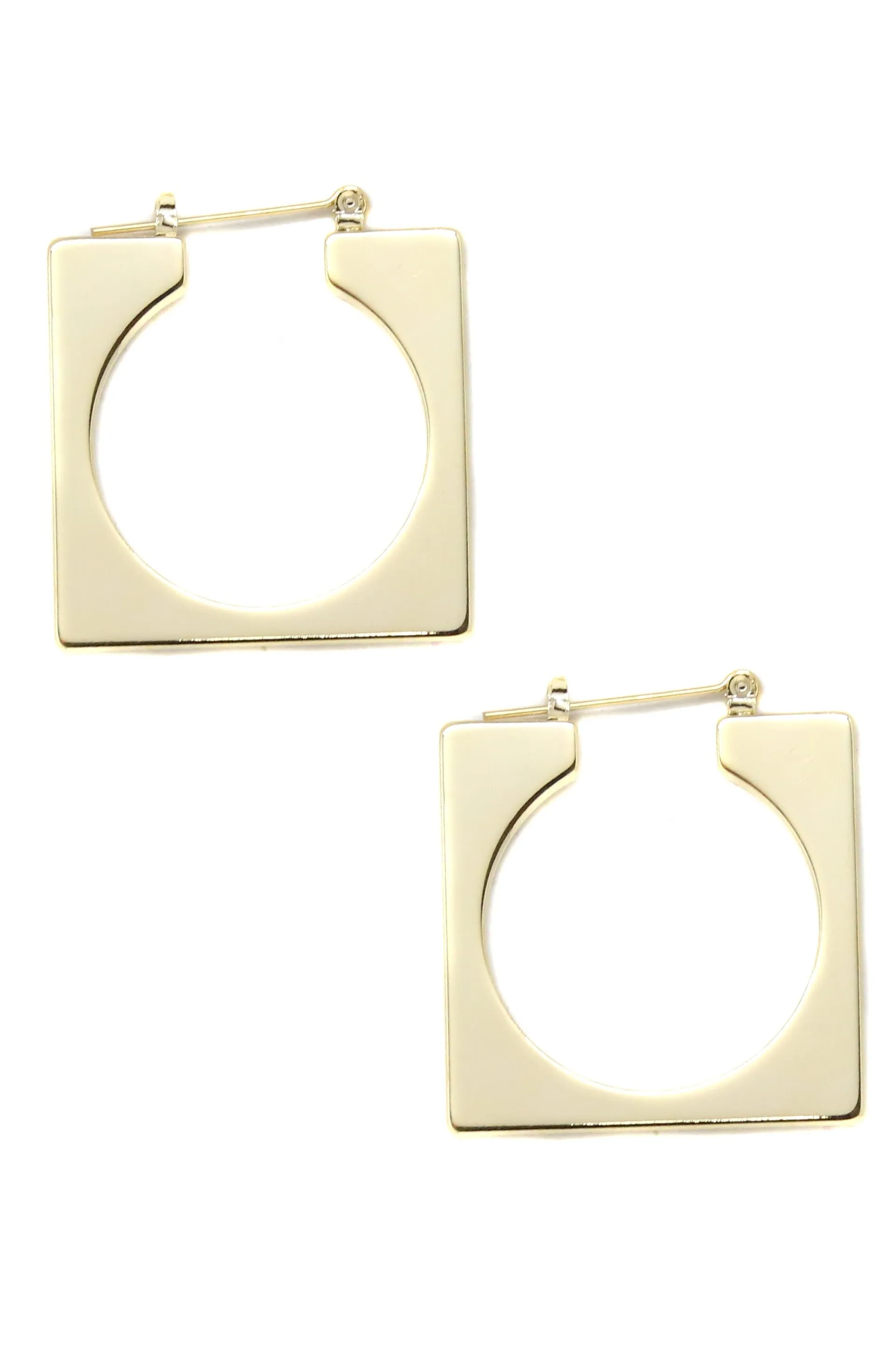 Squared Off 18k Gold Plated Hoop Earrings