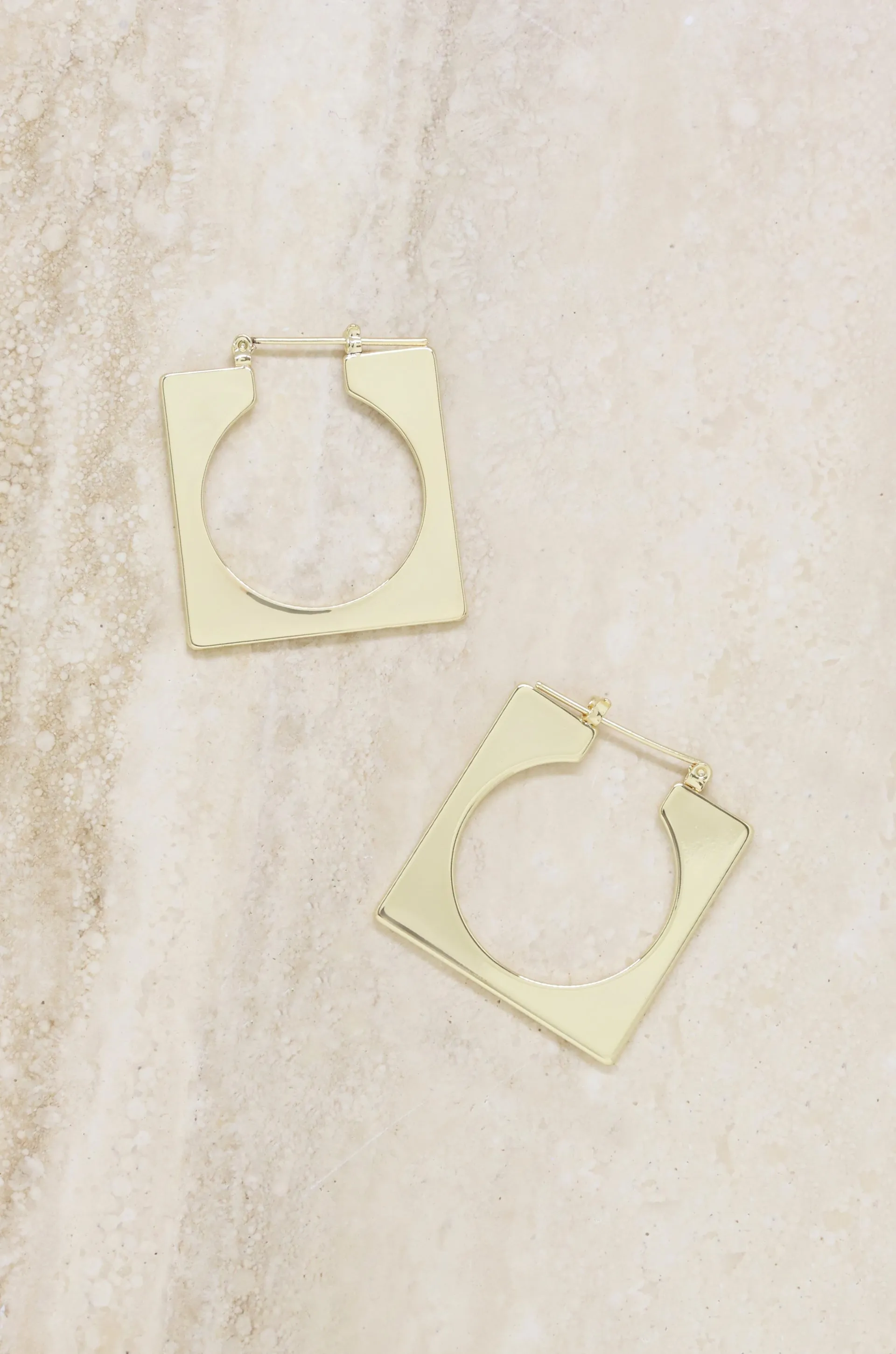 Squared Off 18k Gold Plated Hoop Earrings