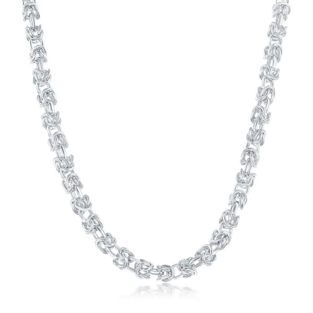 Sterling Silver 3MM Open Byzantine - Rhodium Plated 22"