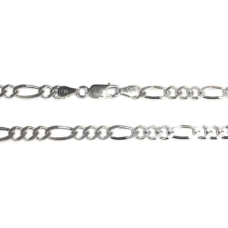 Sterling Silver (4.7mm) Figaro Bracelet 8.5"
